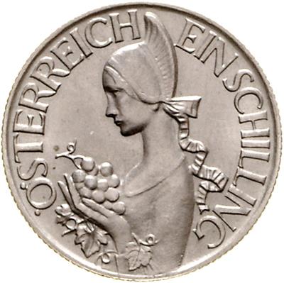 einseitige MET Probe der Motivseite zu 1 Schilling 1934, Med. Grienauer, =7,08 g,  selten= II - Münzen, Medaillen und Papiergeld