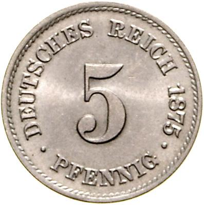 (4 Stk.) 1.) 1 Pfennig 1875 B. J.1. II - Münzen, Medaillen und Papiergeld