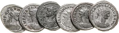 (ca. 32 Antoniniane auf Lindnerlade) chronologisch geordnet, - Coins, medals and paper money