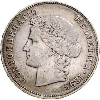 5 Franken 1894, Dav. 392, =24,86 g= III - Mince a medaile