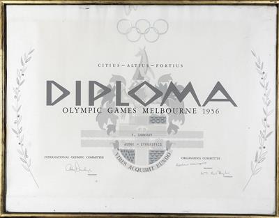 Diplom der XVI. Olympischen Spiele in Melbourne, 1956 - Mince a medaile
