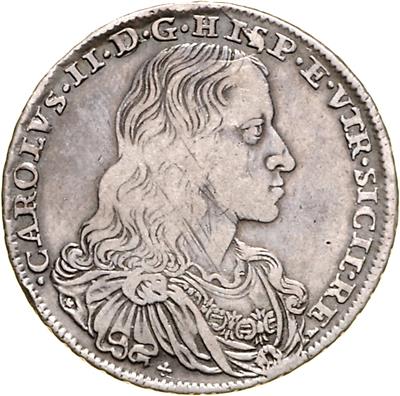 Sizilien, Carlo II. 1665-1700 - Münzen, Medaillen und Papiergeld