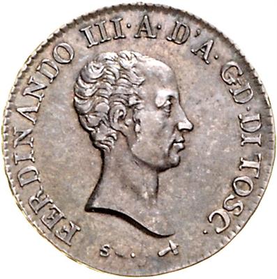 Toskana, Ferdinando III. di Lorena 1814-1824 - Münzen, Medaillen und Papiergeld