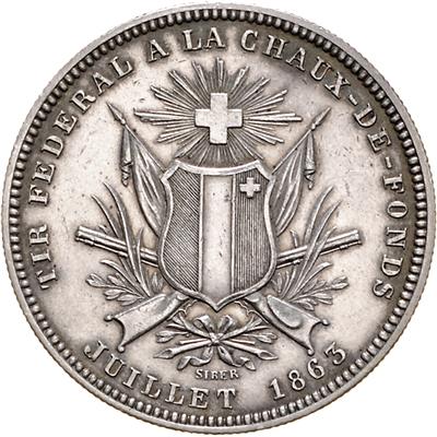 (2 AR) 5 Franken 1859 zum Freischießen in Zürich, - Mince a medaile