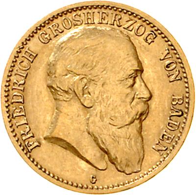 Baden, Friedrich I. 1852-1907, GOLD - Münzen, Medaillen und Papiergeld