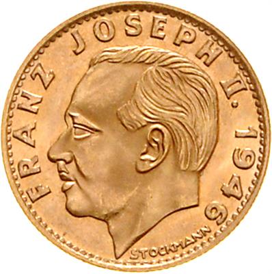 Franz Josef II. 1938-1989, GOLD - Coins, medals and paper money