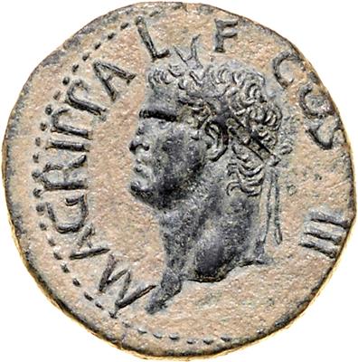 Gaius gen. Caligula 37-41, für seinen Vorfahren Marcus Vipsanius Agrippa (64 v. bis 12 v. C.) - Mince a medaile