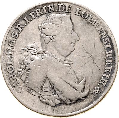 Löwenstein- WertheimRochefort, Karl Thomas 1735-1789 - Monete, medaglie e carta moneta