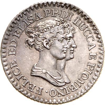 Lucca und Piombino, Felice und Elisa Bonaparte 1805-1814 - Münzen, Medaillen und Papiergeld