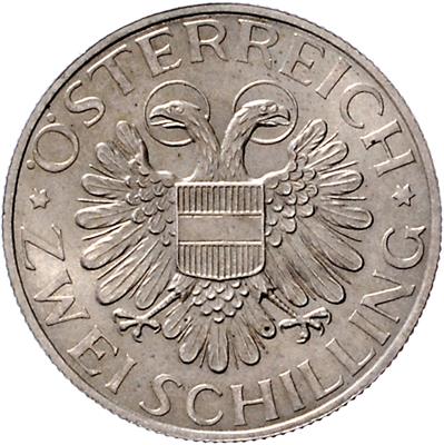 2 Schilling 1934 Engelbert Dollfuss Probe, Kopf n. l., Med. Hartig, =12,01 g,  selten=,(minimal fleckig) II - Coins and medals