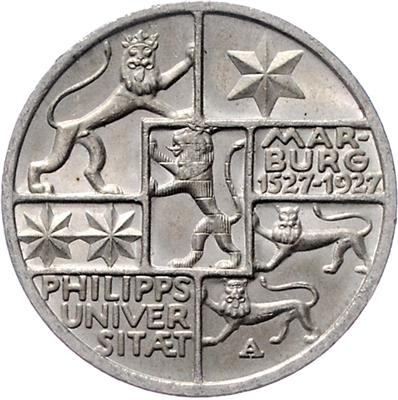 3 Reichsmark 1927 A. Marburg, 400 Jahre Universität. Jaeger 330. =15,06 g= (unger.) II - Coins and medals
