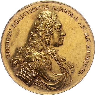 Admiral Fjodor Matwejewitsch APRAXIN 1661-1728, (Peter I. 1672-1725) GOLD - Mince a medaile