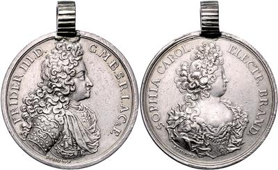 Brandenburg, Friedrich III. 1688-1701 und Sophie Charlotte von Braunschweig Lüneburg - Mince a medaile