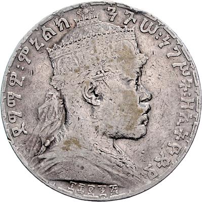 (10 Stk.) 1.) Äthiopien, Menelik II. 1889-1913, Bir, 1/2 Bir und 1/4 Bir. (alle Paris) IV - Mince a medaile