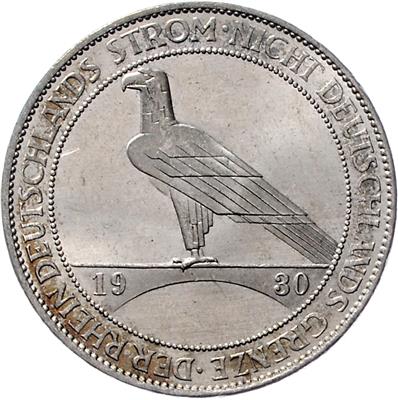 (2 Stk.) 3 RM 1930 A und 5 RM 1930 A. Rheinlandräumung 1.7.1930. Jaeger 345 und 346. (ungereinigt) II - Coins and medals