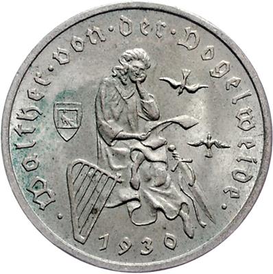 (5 Stk.) 3 RM 1930 A (2x) und J (3x) Walther von der Vogelweide, - Münzen und Medaillen