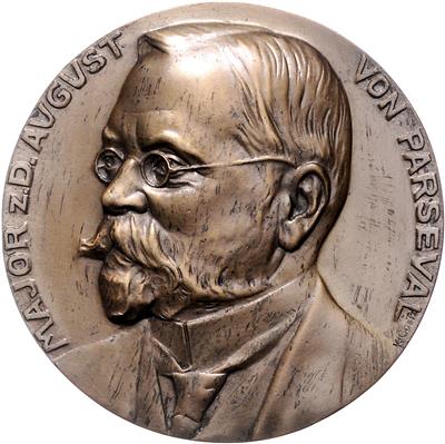 Luftschifffahrt, August von Parseval (1861-1942), Fernfahrten 12.-19. Oktober 1909 - Mince, medaile a papírové peníze