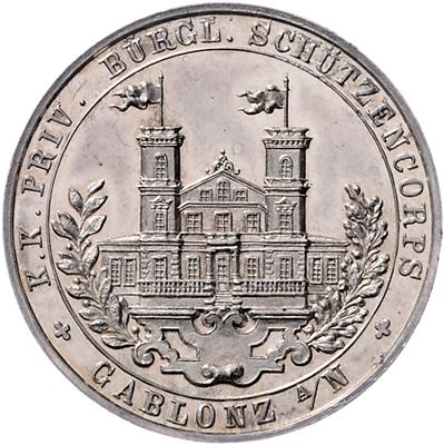 25jähriges Fahnenweihfest des k. k. privilegierten bürgerlichen Scharfschützenkorps in Gablonz 1893 - Mince, medaile a papírové peníze