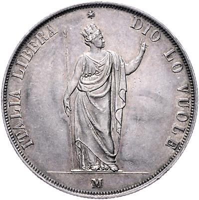 5 Lire 1848 M, Mailand, Her. 3, =24,98 g=, (Kr.) III-/III - Monete, medaglie e cartamoneta