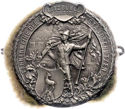Fahnenweihe der Standschützen in Kitzbühel im August 1908 - Mince, medaile a papírové peníze