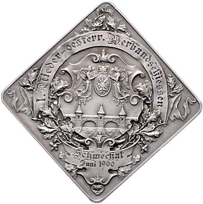 I. NÖ Verbandsschießen des NÖ Landes Schützenverbandes in Schwechat im Juni 1890 - Mince, medaile a papírové peníze