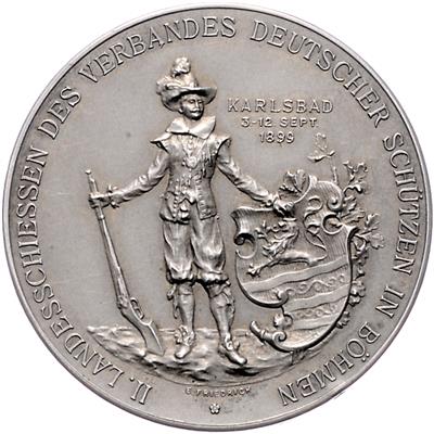 II. Landesschießen des Verbandes Deutscher Schützen in Böhmen in Karlsbad vom 3. bis 12. September 1899 - Münzen, Medaillen und Papiergeld