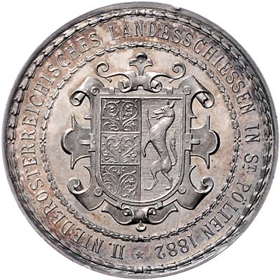 II. NÖ Landesschießen in St. Pölten 1882 - Mince, medaile a papírové peníze