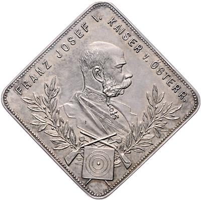 Kaiserjubiläumsschießen der Bürgerlichen Schützengesellschaft in Retz am 18. August 1898 - Mince, medaile a papírové peníze