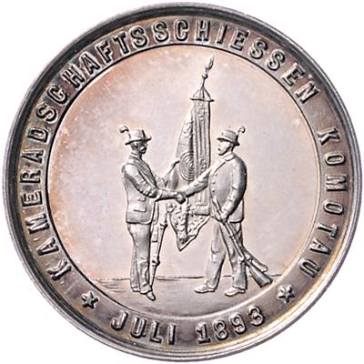 Kameradschaftsschießen des Landesverbandes Deutscher Schützen in Böhmen in Komotau im Juni 1893 - Monete, medaglie e cartamoneta