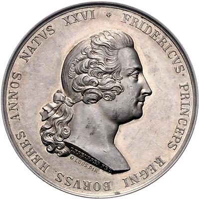 Friedrich Wilhelm III. 1797-1840; 100 Jahrjubiläum der Mitgliedschaft Friedrichs d. Großen in einer Freimaurerloge - Münzen, Medaillen und Papiergeld