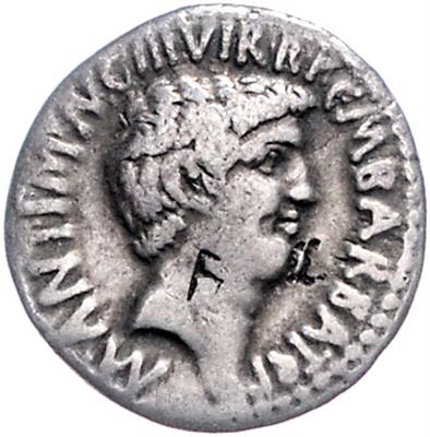 Octavianus, Marcus Antonius und M. BARBATIUS POLLIO - Mince, medaile a papírové peníze