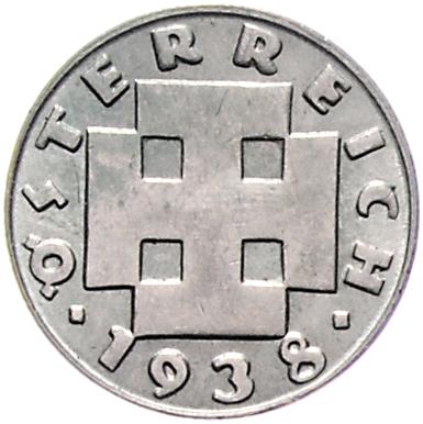 5 Groschen 1938 Wien, =3,00 g=,(kl. Kr.) III - Mince, medaile a papírové peníze