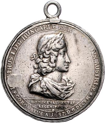 Krönung Josef I. zum König von Ungarn am 9. Dezember 1687 - Coins, medals and paper money