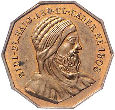 Algerien, Abd el-Kader *1808 +1883 - Mince, medaile a papírové peníze
