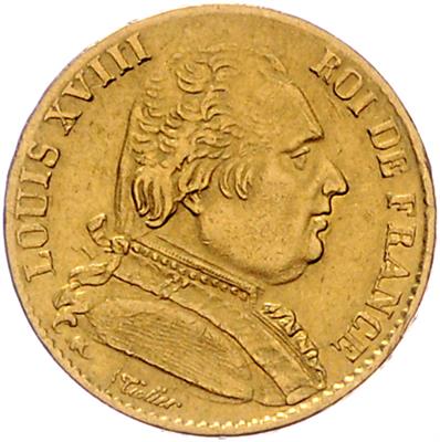 Louis XVIII. 1814-1824, GOLD - Münzen, Medaillen und Papiergeld