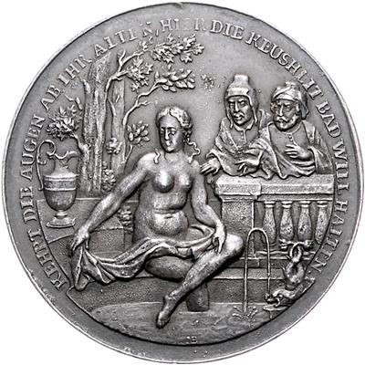 Martin Brunner (1659-1725, Nürnberg, Breslau, Prag) "Susanna im Bad" - Münzen, Medaillen und Papiergeld