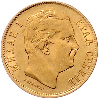 Milan I. 1868-1889 GOLD - Mince, medaile a papírové peníze