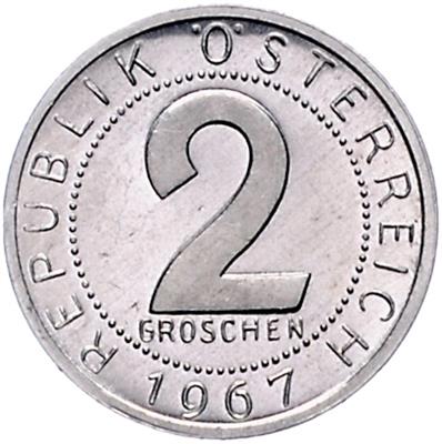 2 Groschen 1967 u. a. - Coins, medals and paper money