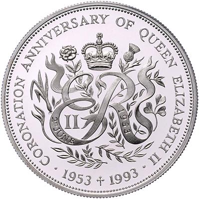40. Krönungsjubiläum Elisabeth II. 1953-1993 - Münzen, Medaillen und Papiergeld