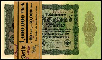 50.000 Mark Reichsbanknote vom 19.11.1922 - Mince, medaile a papírové peníze