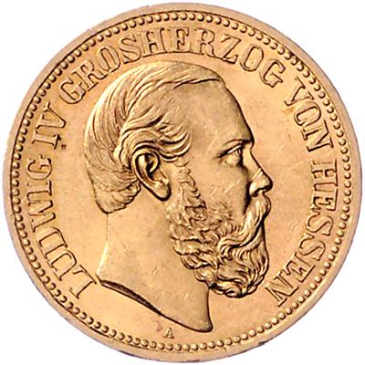 Hessen, Ludwig IV. 1877-1892, GOLD - Münzen, Medaillen und Papiergeld