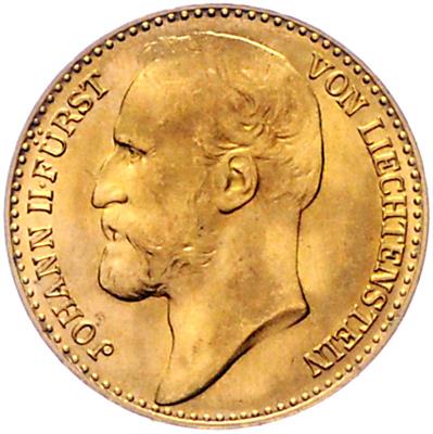 Johann II. 1858-1929, GOLD - Münzen, Medaillen und Papiergeld