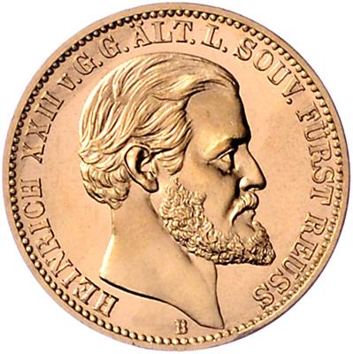 Reuss Ältere Linie (Greiz) Heinrich XXII. 1859-1902, GOLD - Münzen, Medaillen und Papiergeld