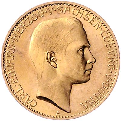 Sachsen- Coburg- Gotha, Karl Eduard 1900-1918, GOLD - Mince, medaile a papírové peníze