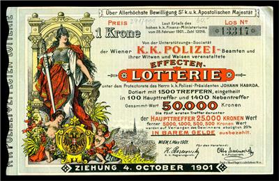 K. K. Polizei- Beamten und ihrer Witwen und WeisenEffecten Lotterie - Monete