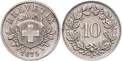 10 Rappen 1875 B, Bern. Divo/Tobler 313; =2,51 g= (ger.) III - Münzen, Medaillen und Papiergeld