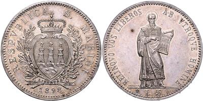 5 Lire 1898 R, Rom - Coins, medals and paper money