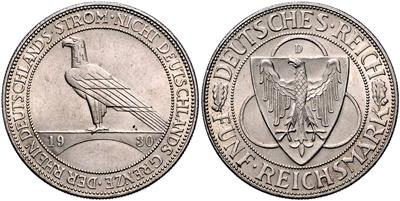 5 Reichsmark 1930 D Rheinland-Räumung - Mince, medaile a papírové peníze