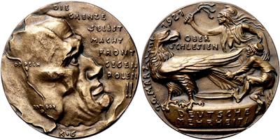 Abstimmung in Oberschlesien 1921, Med: Karl Goetz - Mince, medaile a papírové peníze