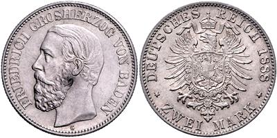 Baden, Friedrich I. 1856-1907 - Coins, medals and paper money